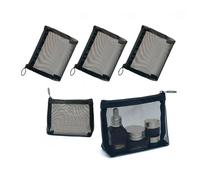 patu Widened Mini Zipper Mesh Bags, Size S, 5" x 4" x 2", 5 Pieces, Beauty Makeup Lipstick Cosmetic Accessories Organizer, Small Travel Kit Storage Pouch, Black