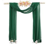 PATYDEST 20FT Wedding Arch Draping Fabric Emerald Green Sheer Curtains for Backdrop 1 Panel Arch Decorations for Reception Wedding Ceiling Drapes Chiffon Arch Fabric Drape Cloth for Wedding Ceremony