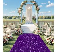 PATYDEST Aisle Runner Rug Purple Carpet Runner for Parties 2ft x 15ft Wedding Aisle Runners Sequin Carpet Rugs for Ceremony Prom Banquet Glitter Wedding Aisles Decorations Indoor Outdoor