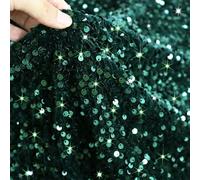 PATYDEST Emerald Green Velvet Fabric by The Yard 1 Yard Sensory Wall Sequin Flip Fabric for DIY Prom Dress Sewing Glitter Sequined Fabric for Embroidery Sparkly Metallic Mermaid Fabrics