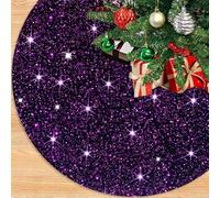 PATYDEST Purple Christmas Tree Skirt 60 Inches Large Xmas Tree Sequin Skirt Glitter Velour Christmas Tree Cover Skirt Reversible Happy Halloween Tree Skirts Tree Mats for Home Holiday Decorations