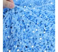 PATYDEST Sequin Fabric by The Yard Light Blue Mermaid Glitter Fabric 2 Yard Velvet Sequin Fabric for Sewing Cloths Payette Sequin Fabric Flip up Velvet Material Fabric for DIY Wedding Dress Craftwork