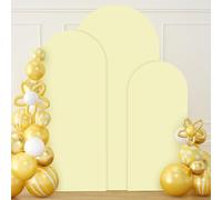 PATYDEST Spandex Arch Cover Set of 3 Yellow Wedding Arch Frame Covers 4ft 5ft 6ft Chiara Arch Backdrop Stand Cover Balloon Arch Covers Round Top Arch Panels Backdrop for Gender Reveal Arch Decorations