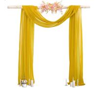PATYDEST Wedding Arch Draping Fabric Gold Ceiling Drapes 20FT 1 Panel Chiffon Drapes for Backdrop Sheer Drapery Material for Wedding Arches Yellow Backdrop Curtain Arch Decoration for Wedding Ceremony