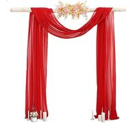 PATYDEST Wedding Arch Draping Fabric Red Drapery 20FT Sheer Chiffon Backdrop Curtains 1 Panel Sheer Arch Fabric Drape Arch Decorations for Wedding Ceremony Wedding Archway Drapes Party Ceiling Decor