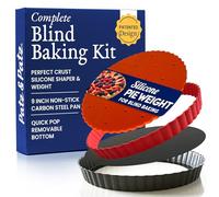 Patz&Patz Classic Fluted Tart Pan with Removable Bottom - 9 in. Nonstick Carbon Steel pie pan With Crust Shaper Ring and Silicone Pie Weight - for Pies, Tarts, and Quiche Baking Dish