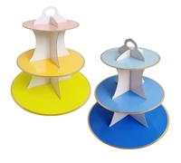 Pau1Hami1ton 2PCS 3 Tier Unicorn Cupcake Stand,Cupcake Stand Cardboard - Easy to Assemble& Reusable(Unicorn)