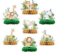 Pau1Hami1ton 7 PCS Animal Theme Honeycomb Table Centerpieces Decorations,Cake Table or Room Decor - Easy to Assemble& Reusable（2Animal）