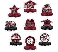 Pau1Hami1ton 9PCS 2025 Graduation Decorations Congrats Grad Table Centerpieces Decorations, Graduation Party Supplies,Cake Table or Room Decor - Easy to Assemble& Reusable(Brown)