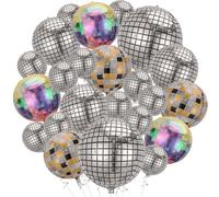 PAUBLLON Disco Ball Balloons, Huge 32/22/10 Inches Helium 4D Colorful & Silver Disco Ball Party Balloons, for Birthdays, Bachelor Party,70s 80s 90s Disco Party Decorations,Graduation Decorations 2025