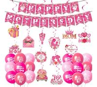 PAUBLLON Mothers Day Decorations, Mothers Day Hanging Spiral Banner Bunting Indoor Balloon Mother's Day Gifts from Daughter Son Mother's Day Party Supplies Home Decor (Rose Red)