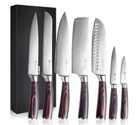 PAUDIN Knife Set, 7-Piece Kitchen Knives Set with High Carbon Stainless Steel, Professional Japanese Knife Set with Pakkawood Handle, Kitchen Knives with Gift Box