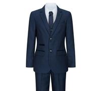 Paul Andrew Arthur - Boys Navy Blue 3-Piece Tweed Birdseye Suit Formal Wedding Classic 1920s - 12 Years