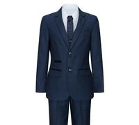Paul Andrew Arthur - Boys Navy Blue 3-Piece Tweed Birdseye Suit Formal Wedding Classic 1920s - 14 Years