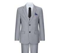 Boys 3 Piece Light Grey Suit Classic Wedding Party Vintage Christening - Grey 2