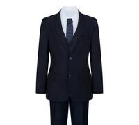 Paul Andrew Boys Navy Blue 5 Piece Suit Blazer Waistcoat Shirt Tie Trousers Wedding Party - 10 Years