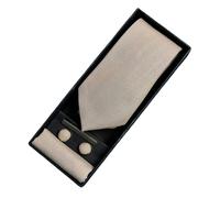 Paul Andrew Diamond Neck Tie Gift Set Pocket Square Cuff Links Pin Tie For Shirt Satin - Ivory