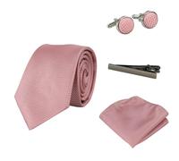 TruClothing Diamond Neck Tie Gift Set Pocket Square Cuff Links Pin Tie For Shirt Satin - Pink 309 One Size
