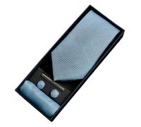 Paul Andrew Diamond Neck Tie Gift Set Pocket Square Cuff Links Pin Tie For Shirt Satin - Sky Blue