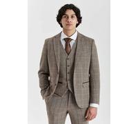 Paul Andrew Harris - Men's Brown Tweed Herringbone Check Blazer - 50