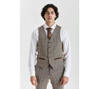 Paul Andrew Harris - Men's Brown Tweed Herringbone Check Waistcoat - Brown - 52
