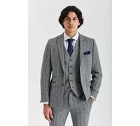 Paul Andrew Harris - Men's Grey Tweed Herringbone Check Blazer - 34