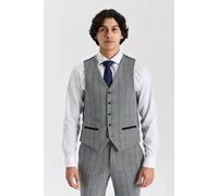Paul Andrew Harris - Men's Grey Tweed Herringbone Check Waistcoat - Grey - 48