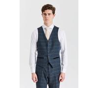 Paul Andrew Harris - Men's Navy Tweed Wool Blend Waistcoat - 34