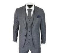 Paul Andrew Hobbs - Men's Grey Check 3 Piece Suit Wedding Classic - 38" Jacket 32" Trousers
