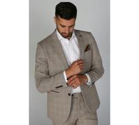 Paul Andrew Holland - Men's Beige Check Blazer - 52