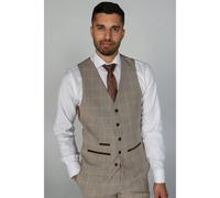 Paul Andrew Holland - Men's Beige Check Waistcoat - 50