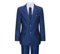 Paul Andrew Kingsley - Boys 3 Piece Shiny Blue Wedding Party Suit - 11 Years
