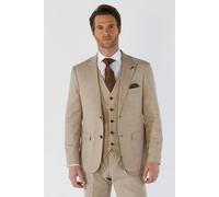 Paul Andrew Kurt - Men's 3 Piece Beige Tailored Fit Summer Wedding Suit - 46" Jacket 40" Trousers