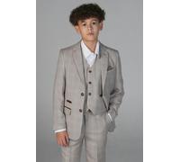 Paul Andrew Leo - Boys Beige 3 Piece Checked Suit - 6 Years