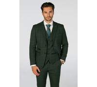 Paul Andrew Leo - Men's Green 3 Piece Checked Tailored Fit Suit - 52" Jacket 46" Trousers