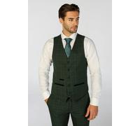 Paul Andrew Leo - Men's Green Checked Tailored Fit Waistcoat - 48