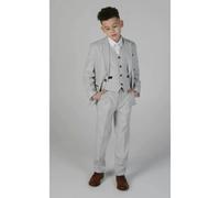Paul Andrew Mark - Boy's Grey Stone 3 Piece Tweed Check Suit - 14 Years