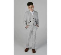 Paul Andrew Mark - Boy's Grey Stone 3 Piece Tweed Check Suit - 4 Years