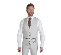 Paul Andrew Mark - Men's Beige Check Waistcoat - Beige 42