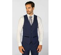 Paul Andrew Mark - Men's Navy Blue Checked Tailored Fit Waistcoat - 34