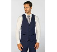 Paul Andrew Mark - Men's Navy Blue Checked Tailored Fit Waistcoat - 44