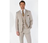 Paul Andrew Mayfair - Men's 3 Piece Beige Birdseye Wedding Suit - 44" Jacket 38" Trousers