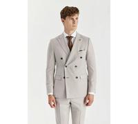 Paul Andrew Mayfair - Men's Stone Birdseye Double Breasted Blazer - 44