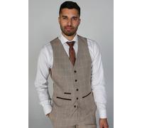 Paul Andrew Men's Holland Tweed Check Waistcoat in Beige | Size: 42R Paul Andrew Beige 42R