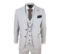 Paul Andrew Men's Mark - 3 Piece Tweed Check Suit in Cream | Size: 52R Paul Andrew Cream 52R