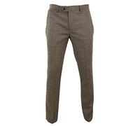 Paul Andrew Mens Trousers Tweed Check Vintage Retro Tailored Fit 1920s - Brown 42