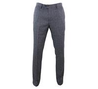 Paul Andrew Mens Tweed Check Vintage Retro Tailored Fit 1920s Trousers Blue - Navy-Blue 38