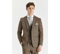 Paul Andrew Oscar - Men's 3 Piece Brown Wool Blend Tweed Suit - 42" Jacket 36" Trousers