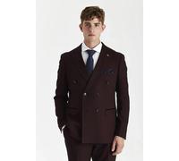 Paul Andrew Regent - Men's Brugundy Checked Double Breasted Blazer - Wine - 38