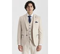 Paul Andrew Regent - Men's Cream 3 Piece Checked Tailored Fit Suit - 46" Jacket 40" Trousers